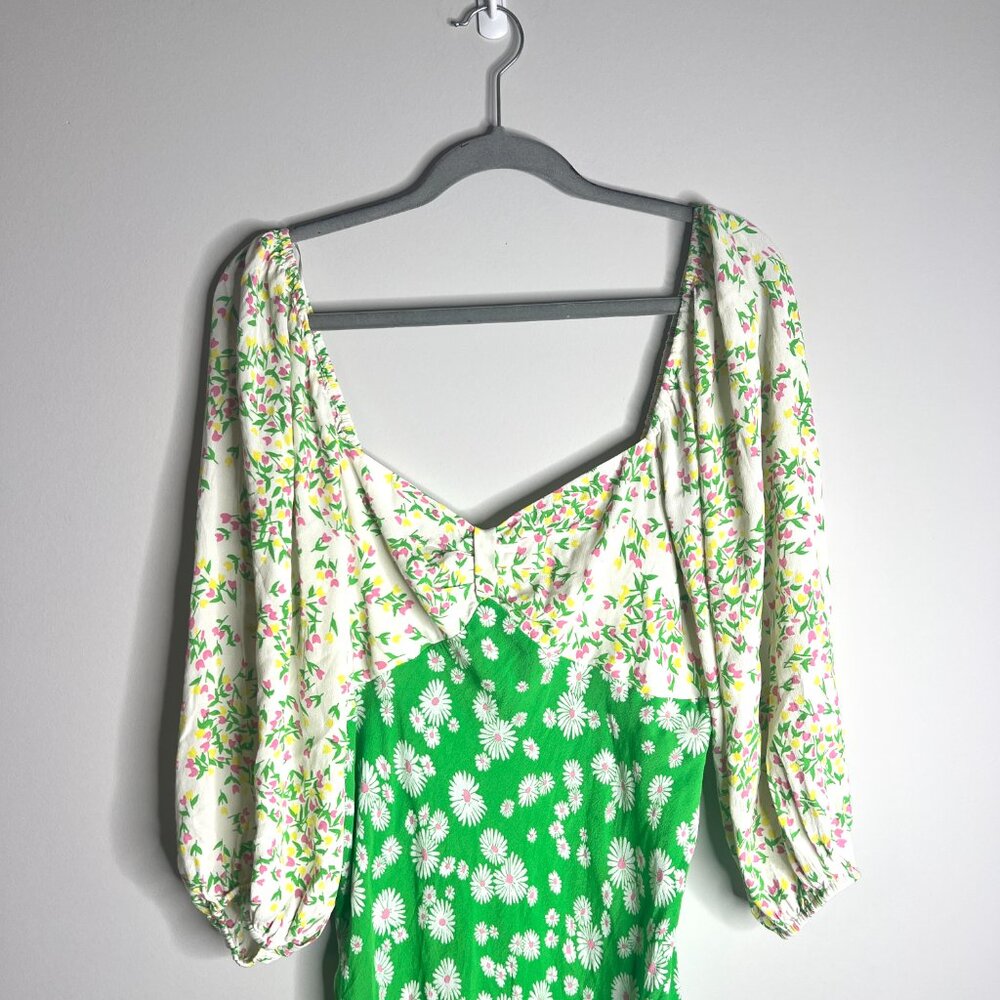 RIXO for Target Daisy Floral Long Sleeve Sheath Midi Dress Girly Romantic Sz 16 - Picture 3 of 6